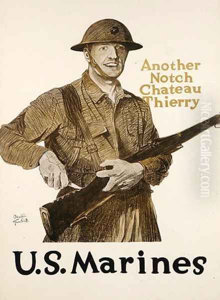 Poster for the U.S. Marines celebrating victory in the Battle of Chateau Thierry, 1918 Oil Painting by Adolph Treidler