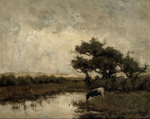 A Cow In The Dunes Oil Painting by Jan Hendrik Weissenbruch