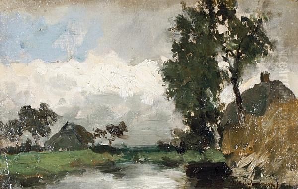 Landscape With Cottage Oil Painting by Jan Hendrik Weissenbruch