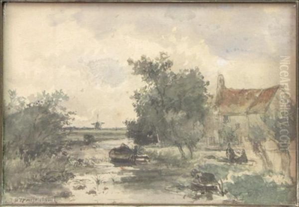 Dutch Landscape With Canal Oil Painting by Jan Hendrik Weissenbruch