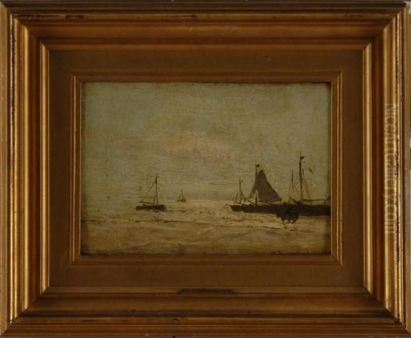 Sailboats Oil Painting by Jan Hendrik Weissenbruch