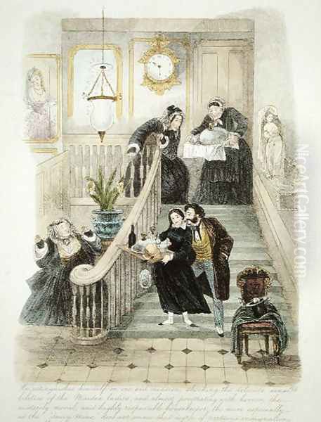 Illustration from Visitation of a London Exquisite to his Maiden Aunts in the Country, published 1859 4 Oil Painting by Theo