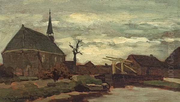 A View Of The Village Of Noorden, Thenetherlands Oil Painting by Jan Hendrik Weissenbruch