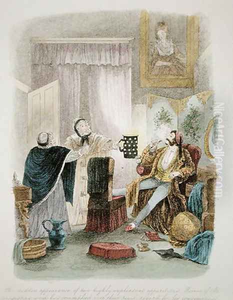 Illustration from Visitation of a London Exquisite to his Maiden Aunts in the Country, published 1859 3 Oil Painting by Theo