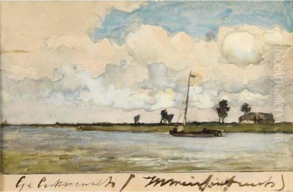 A View Of The Nieuwkoopse Plassen Oil Painting by Jan Hendrik Weissenbruch