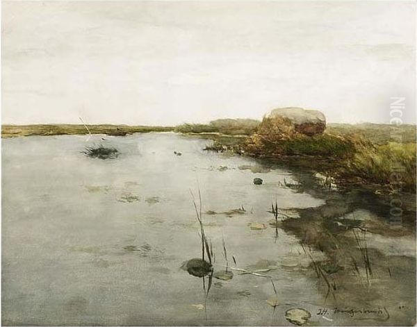 On The Nieuwkoopse Plassen Oil Painting by Jan Hendrik Weissenbruch