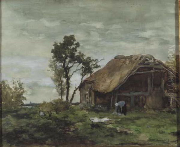 Household Labours Oil Painting by Jan Hendrik Weissenbruch