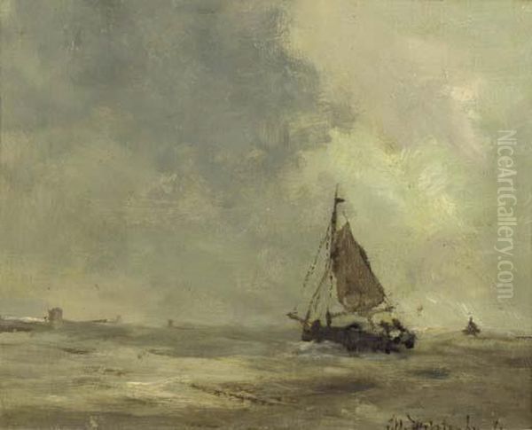 Storm Coast Of Zeeland Oil Painting by Jan Hendrik Weissenbruch