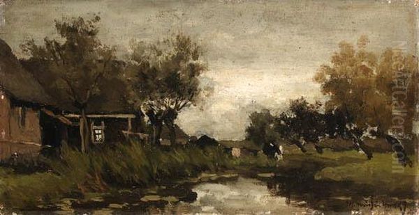 The Farm Oil Painting by Jan Hendrik Weissenbruch