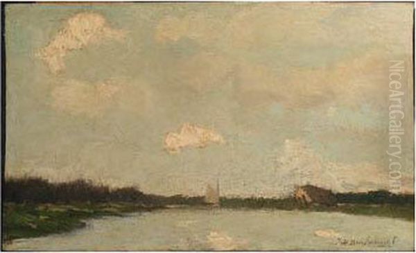 De Vaart Oil Painting by Jan Hendrik Weissenbruch