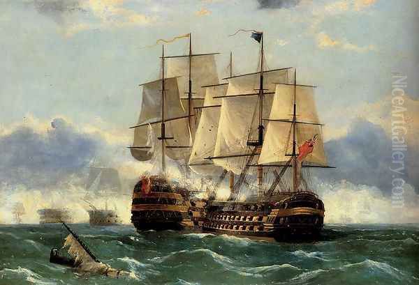 The Battleship Trafalgar Oil Painting by Frederick Tudgay