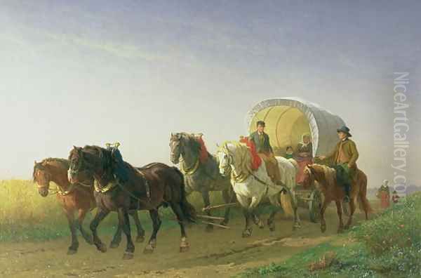 The Covered Wagon, 1868 Oil Painting by Charles Philogene Tschaggeny