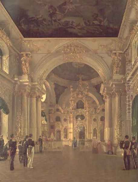 Interior of the Great Church in the Winter Palace, 1829 Oil Painting by Alexei Vasilievich Tyranov