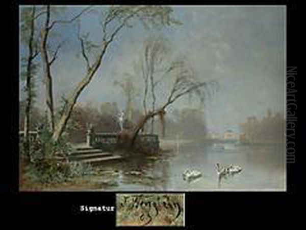 Blick Von Der Seeseite Auf Schloss Nymphenburg Oil Painting by Joseph Wenglein