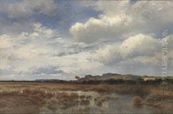 Weite Moorlandschaft. Oil Painting by Joseph Wenglein