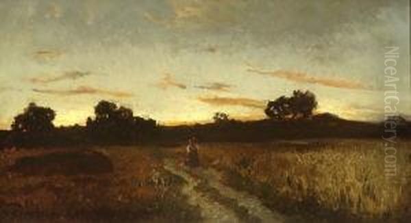 Abendstimmung Im Moor Bei
 Pang Oil Painting by Joseph Wenglein