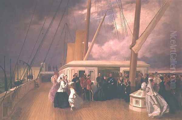 Queen Victoria investing the Sultan with the Order of the Garter on board the Royal Yacht 17th July 1867 Oil Painting by George Housman Thomas