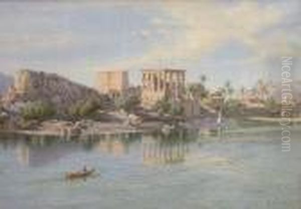 Island Of Philae Oil Painting by Carl Friedrich H. Werner