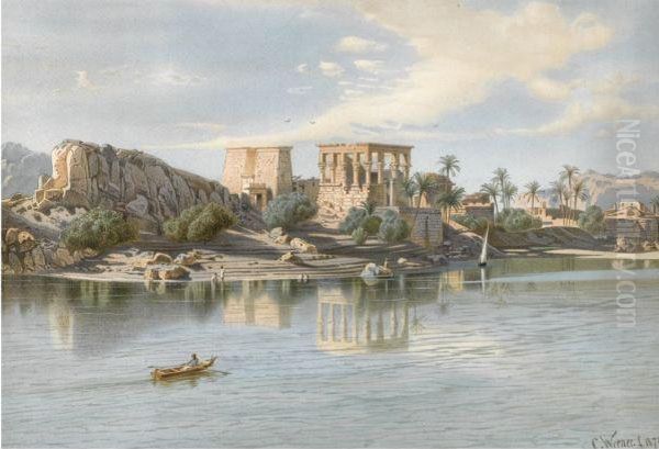 Temple Of Philae Oil Painting by Carl Friedrich H. Werner