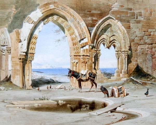 Ruins Near Palermo Oil Painting by Carl Friedrich H. Werner