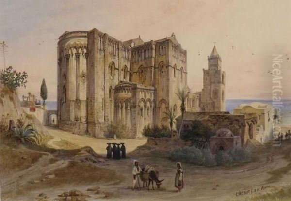 Sizilien - Blick Auf Den Dom Von Cefalu Oil Painting by Carl Friedrich H. Werner