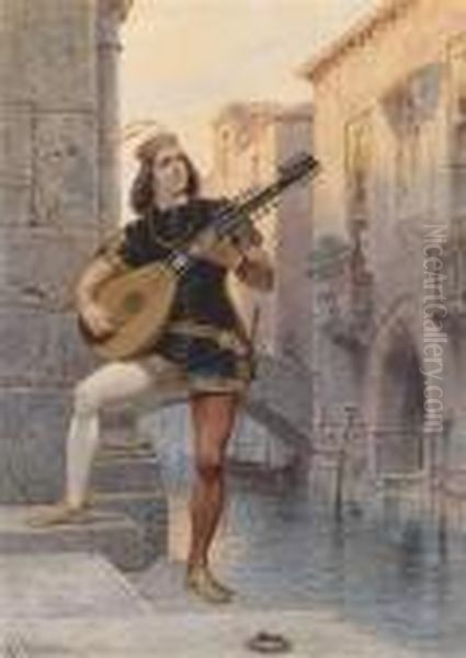 Venezianischermandolinenspieler Oil Painting by Carl Friedrich H. Werner