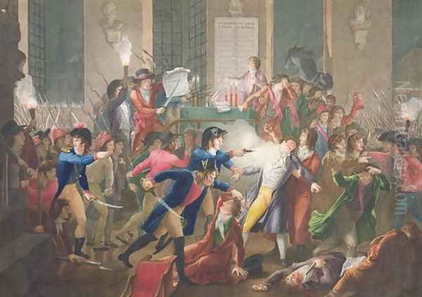 The Arrest of Robespierre, The Night of the 9th to 10th Thermidor, Year II, 27th July 1794 Oil Painting by Jean Joseph Francois Tassaert