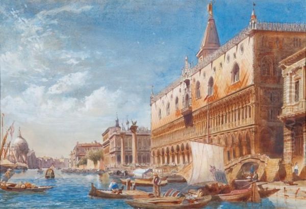 Venedig. Blick Vom Dogenpalast In Den Canale Grande Oil Painting by Carl Friedrich H. Werner