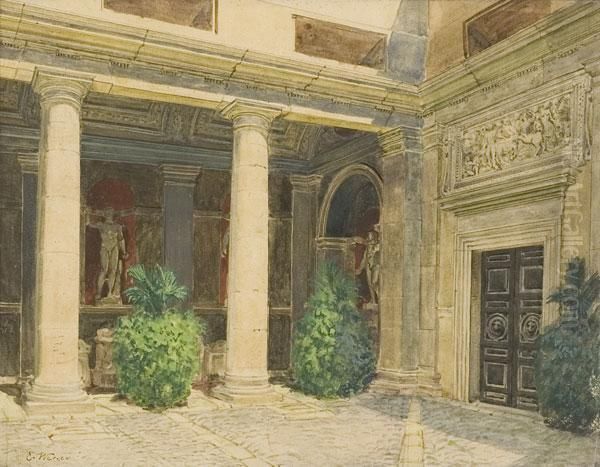 Portico Pompeiano Oil Painting by Carl Friedrich H. Werner