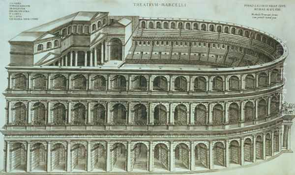 Plan of the Theatre of Marcellus, Rome, 1558 Oil Painting by Michael Tramezini