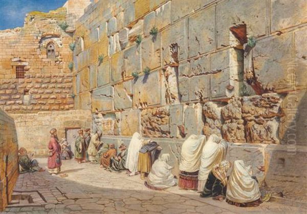 The Wailing Wall Oil Painting by Carl Friedrich H. Werner