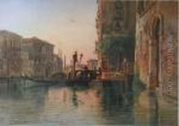 Venice Signed And Dated 1854 Oil Painting by Carl Friedrich H. Werner