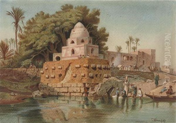 The Tomb Of Sheikh Ababde At Al-minya Oil Painting by Carl Friedrich H. Werner