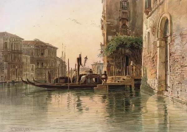 On The Grand Canal From San Felice To Ca Pesaro Oil Painting by Carl Friedrich H. Werner