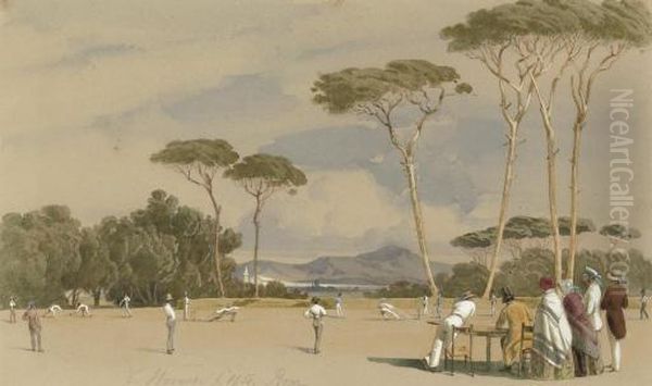 Grand Cricket Match In Rome, At 
The Doria Pamphili Villa, Between Eton And The Rest Of The World by Carl Friedrich H. Werner