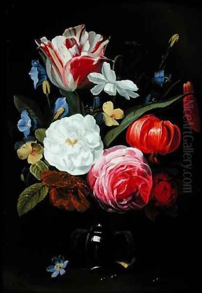 Still Life with Flowers in a Glass Vase 3 Oil Painting by Jan Philip van Thielen