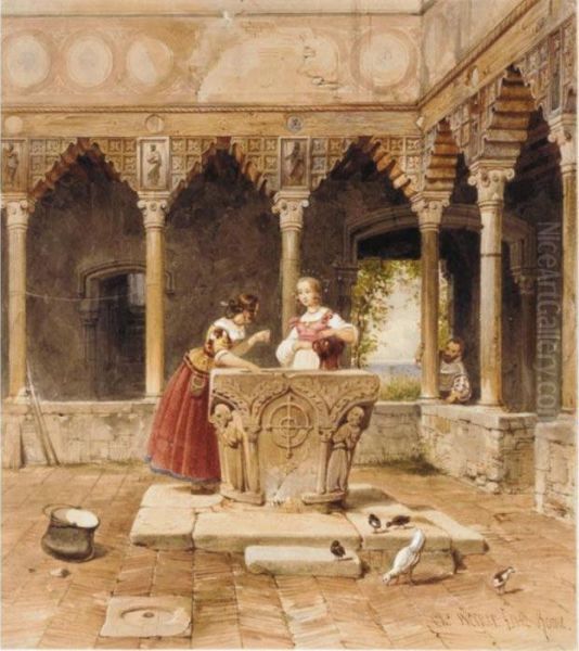 A Secret Admirer Oil Painting by Carl Friedrich H. Werner