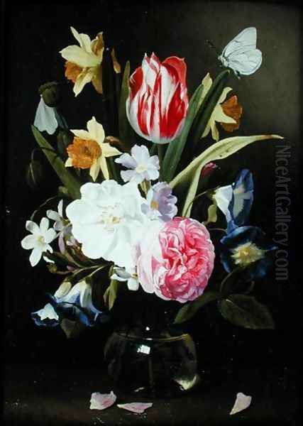 Still Life with Flowers in a Glass Vase 2 Oil Painting by Jan Philip van Thielen