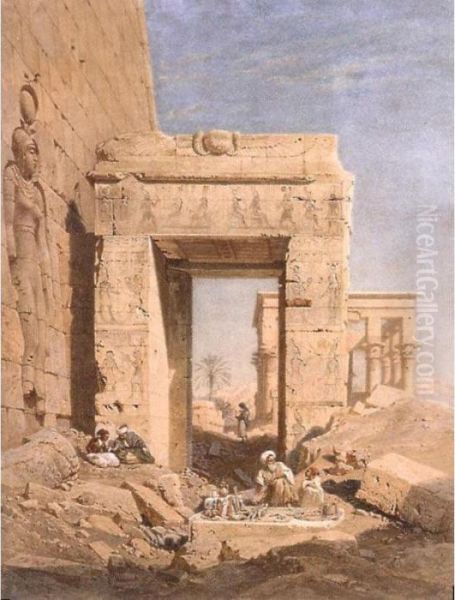 A Doorway Leading From The Court Of The Temple Of Isis Oil Painting by Carl Friedrich H. Werner