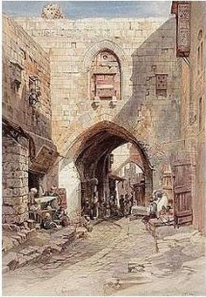 David's Street, Jerusalem Oil Painting by Carl Friedrich H. Werner