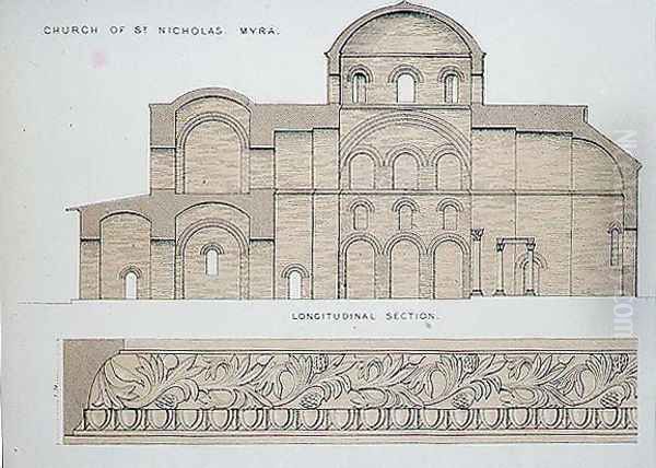 Longitudinal section of the church of St. Nicholas at Myra, pub. by Day and Son Oil Painting by Texier, Charles Felix Marie