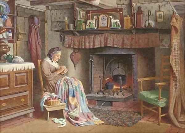 The quiltmaker Oil Painting by Henry Spernon Tozer