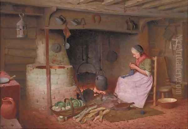 By the fire Oil Painting by Henry Spernon Tozer