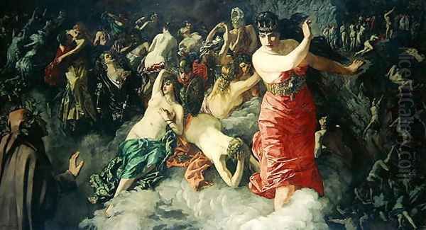 Scene from Dantes Divine Comedy, 1880 Oil Painting by Heinrich Wilhelm Truebner