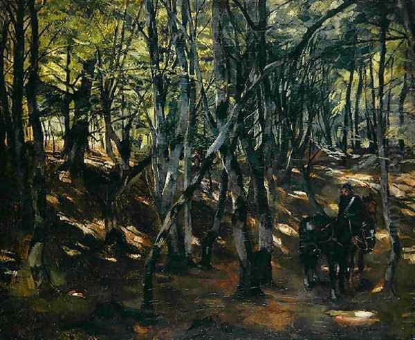 Cavalry Patrol in the Middle of a Wood, 1877 Oil Painting by Heinrich Wilhelm Truebner