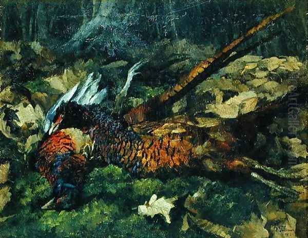 Pheasants, 1873 Oil Painting by Heinrich Wilhelm Truebner