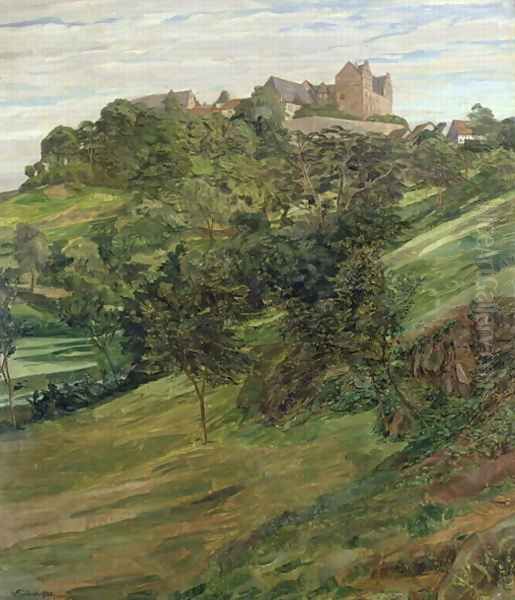 Lichtenberg Castle in Odenwald, 1900 Oil Painting by Heinrich Wilhelm Truebner