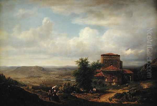 Auvergne Landscape, before 1848 Oil Painting by Pierre Thuillier