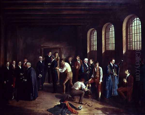 Condemmed Cell at Newgate execution of Henry Fauntleroy, banker convicted of forgery in 1824 Oil Painting by W. Thomson