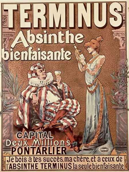 Terminus Absinthe, Bienfaisante, 1896 Oil Painting by Tamagno